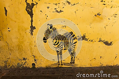 Graffiti Zebra Editorial Stock Photo